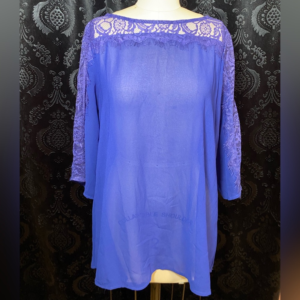 Double Zero Blue Embellished Tunic Top
